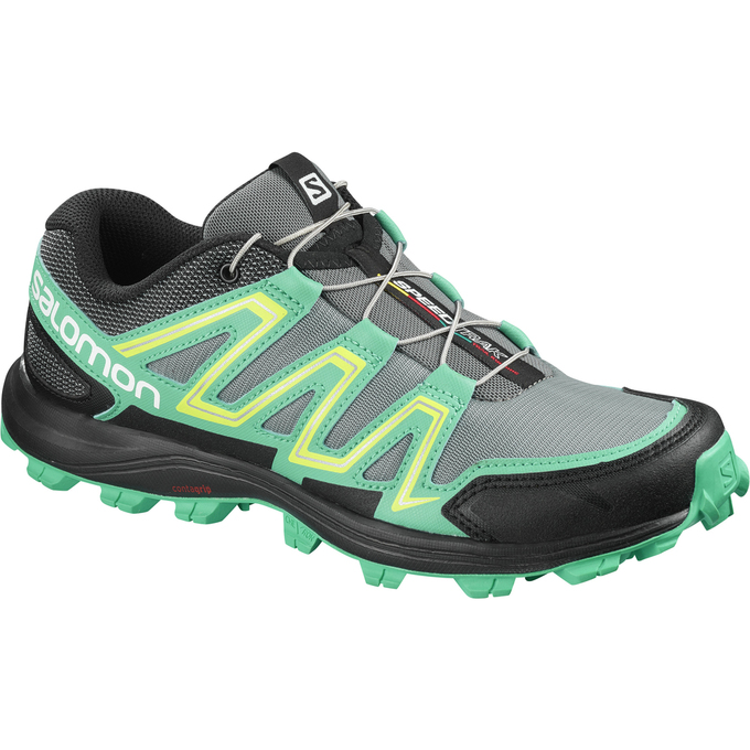 Salomon Israel SPEEDTRAK W - Womens Trail Running Shoes - Silver/Green (GPAU-38625)